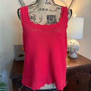 New Free Assembly Red Sleeveless Crochet Top